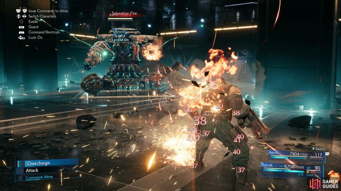 The Arsenal can attack with its two side cannons, using either &ldquo;Primary Fire&rdquo; or &ldquo;Saturation Fire&rdquo;.