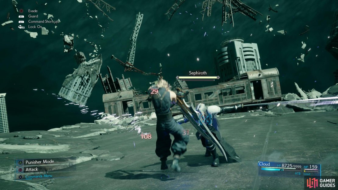 Sephiroth&rsquo;s &ldquo;Telluric Fury&rdquo; consists of a charge followed by several slashes.
