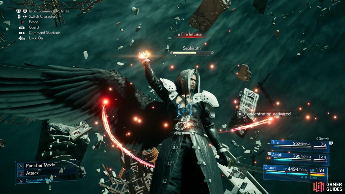 In phase three, Sephiroth will change his elemental affinities.