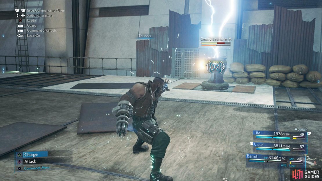 Use Thunder to quickly take out the Sentry Launchers,