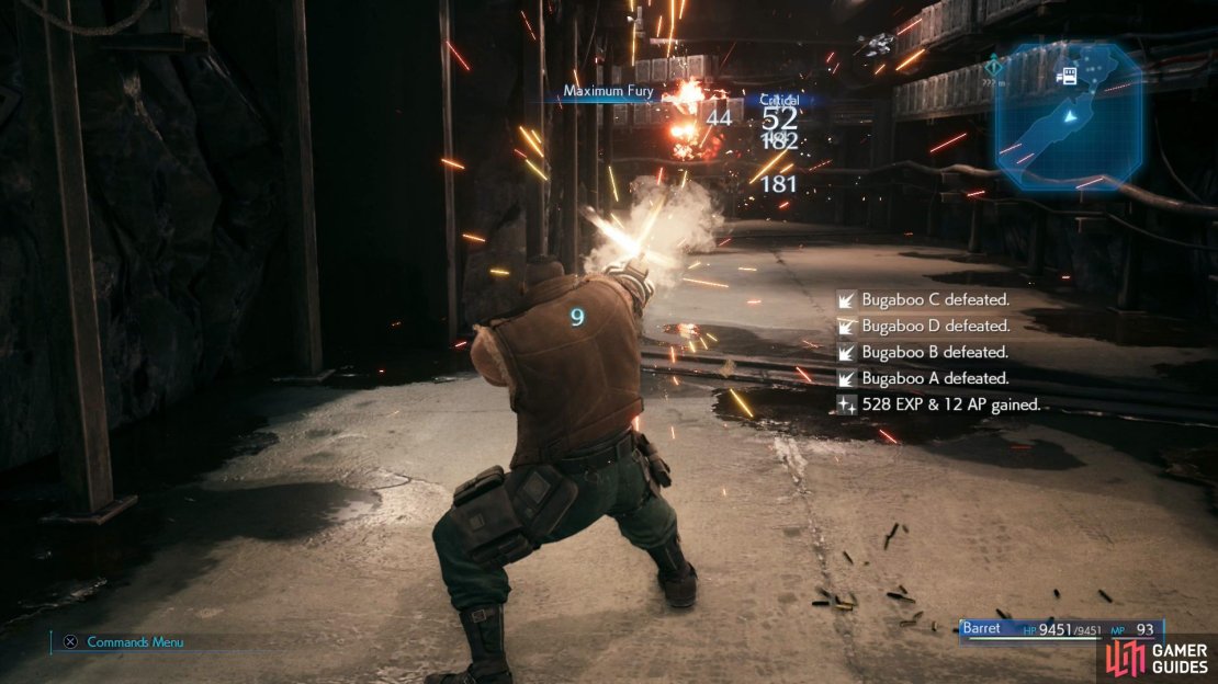 Barret can shoot through most of the early enemies in the Underground Laboratory.