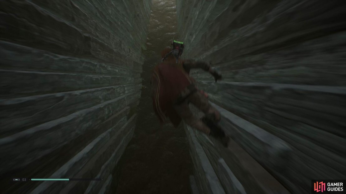 Wall Run up the large wall in Subterranean Refuge 