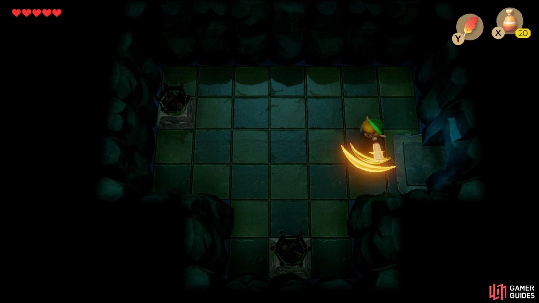 Head left from the room where you collected the 20 Rupees and swipe your Sword to get the Ghost to move, 