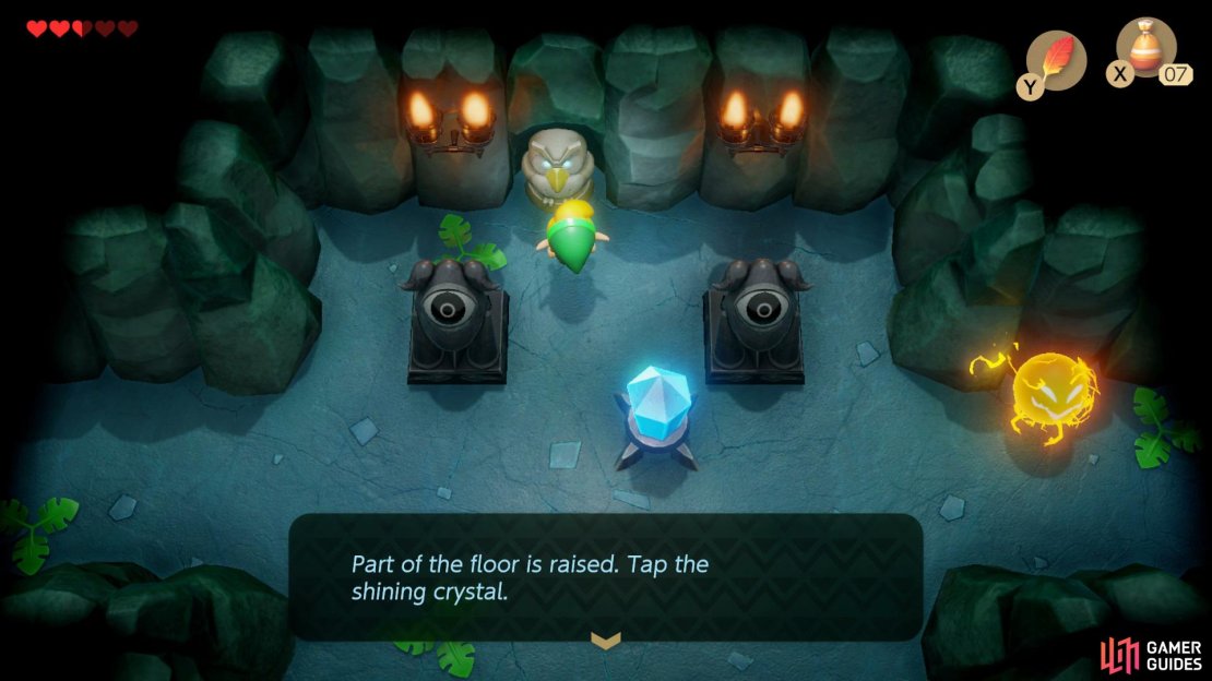 Head to the room to the right and interact with the Owl for a clue, 