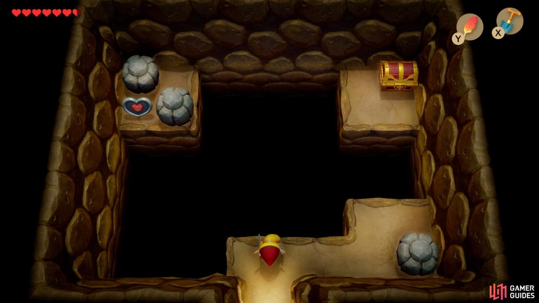 Grab the Piece of Heart from the back left corner by using the Hookshot.