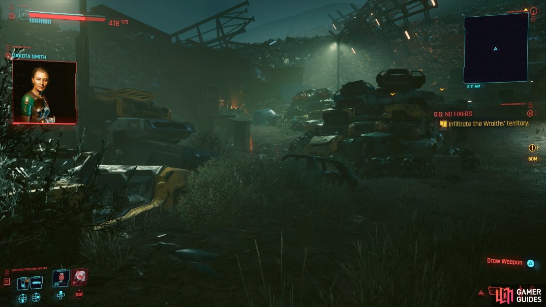 Head up the left path until you reach the enemy in the tent 