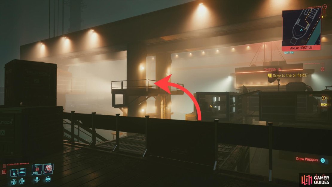 From the bow where you fought Grayson, jump over to some crane controls on a platform,