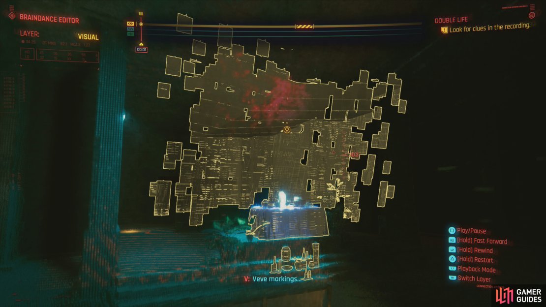 During the first braindance, scan a Veve hologram,