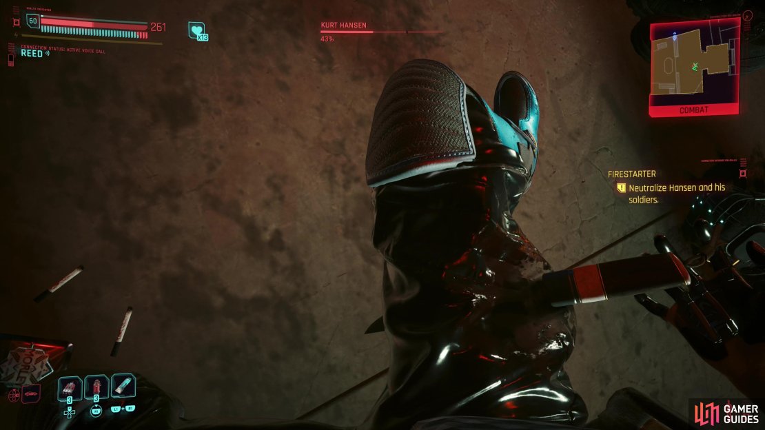 In phase three, Hansen will throw his knife to initiate a knife combo,
