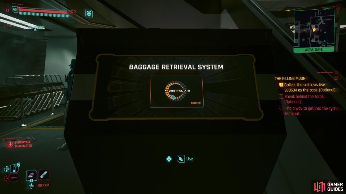 Once past security, head downstairs to prompt Songbird to tell you to pick up some luggage - find a Baggage Retrieval System and enter the code &ldquo;930604&rdquo;.