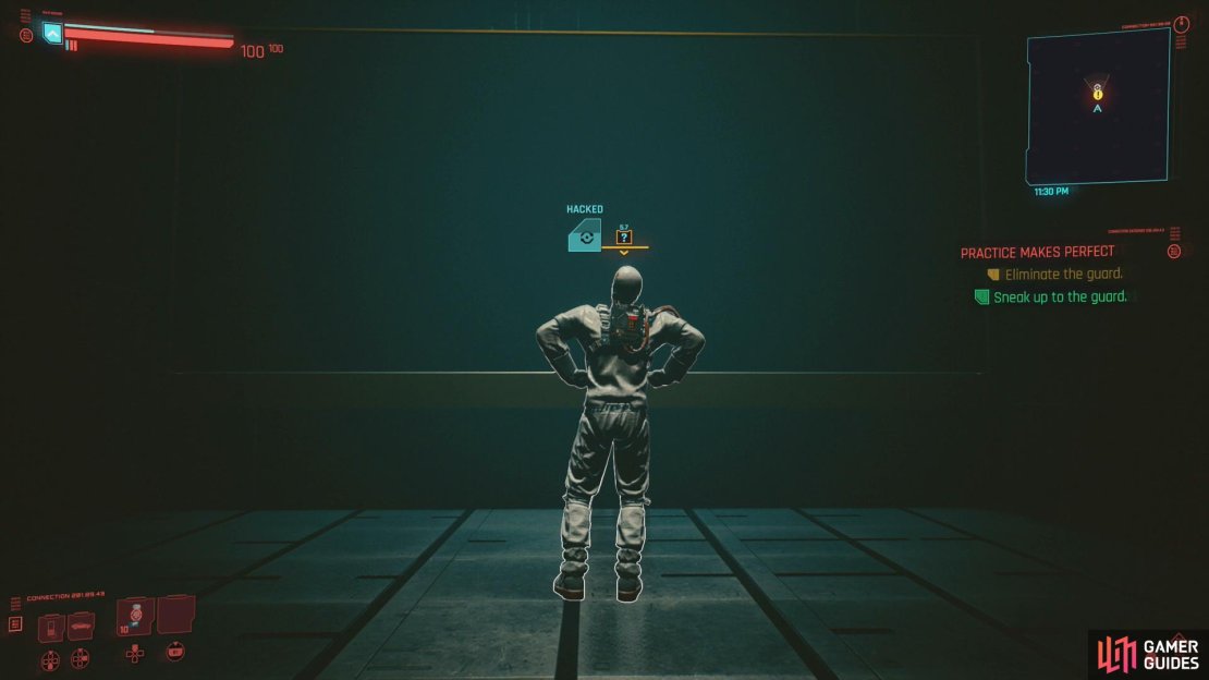 Sneak up to the guard,