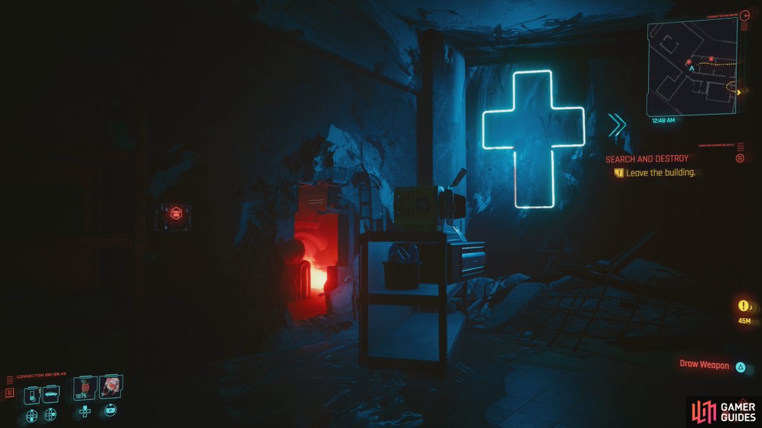 To rescue Takemura, go left at the blue cross.