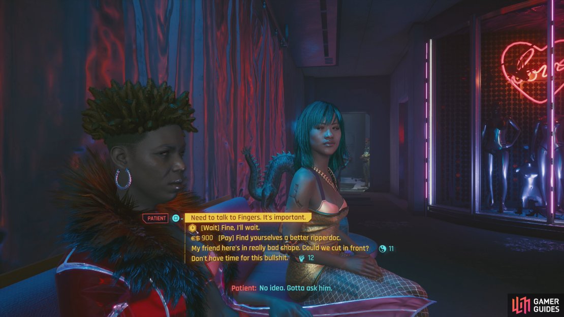 You can get into Fingers&rsquo; office by talking to the other prospective clients and saying literally anything,