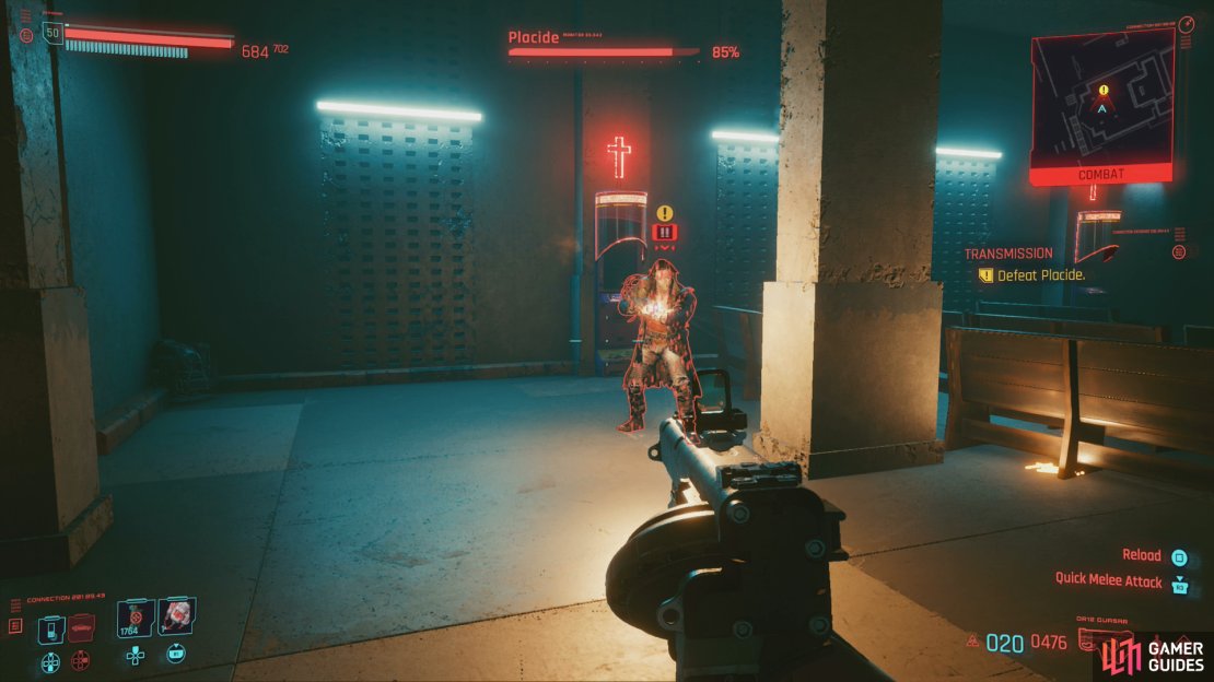 Left to his own devices, Placide will happily stand back and shoot at you with his shotgun.