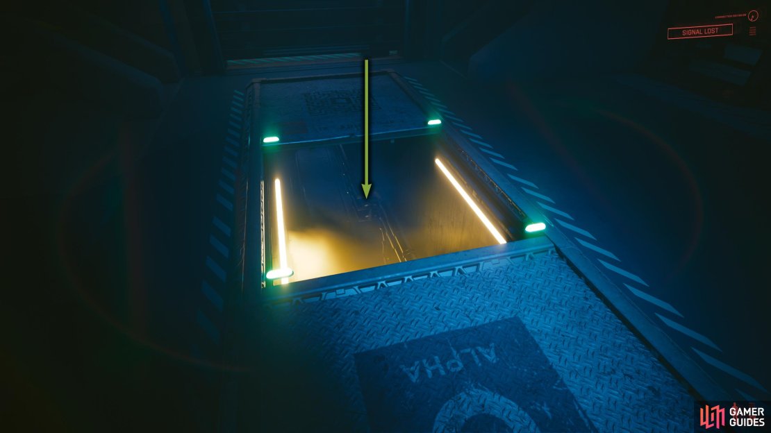 Opposite terminal Alpha, the vent will open, drop, follow the path to the end, and climb the ladder.