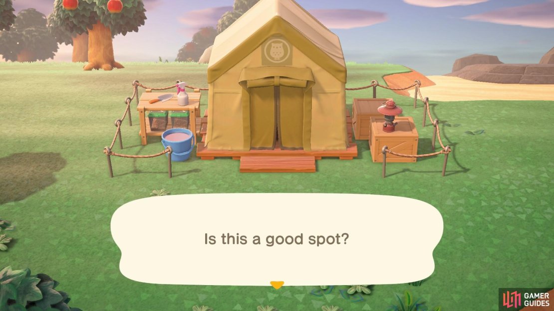 You can pitch Blathers&rsquo; tent wherever you like!