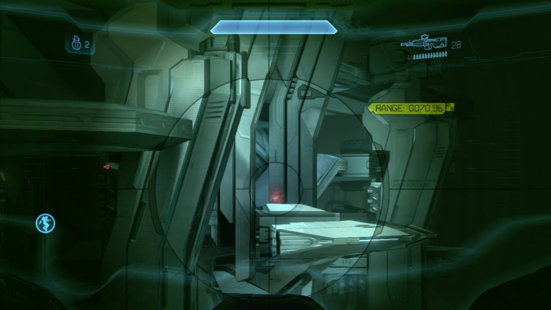 When we stop at the first structure, you’ll need to head across the Lightbridge to the structure, work your way through the various groups of grunts and jackals until you reach the top platform with the button to re-activate the gondola. Kill the elites and any other enemies here and then work your way back down the opposite side of the structure, killing the knights as you go and return across a new Lightbridge to the gondola. Kill the knight and crawlers that have boarded it in your absence and hit the switch up top to start it moving again. As it does start up, a pair of knights will spawn on board, so kill them.