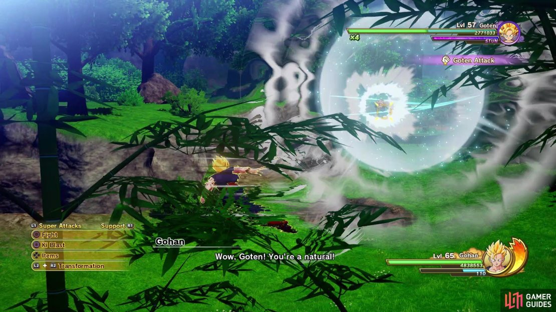Goten&rsquo;s only move is to charge at you, which is easy to block/dodge