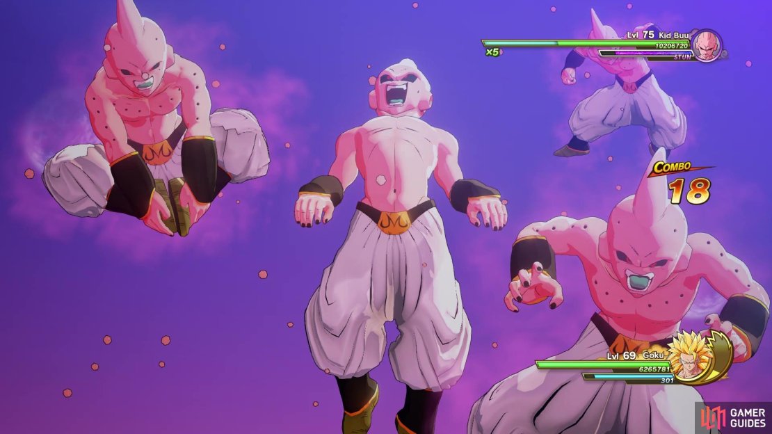 Kid Buu will summon some clones at the beginning of the battle