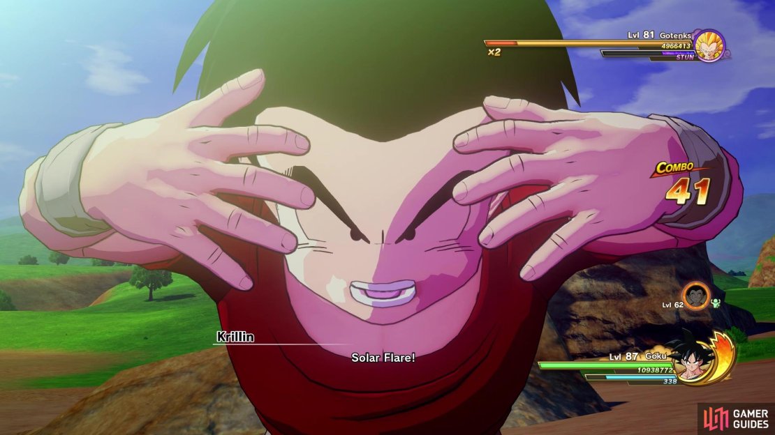 Solar Flare works wonders against Gotenks, to avoid the Ghost Kamikaze Attack