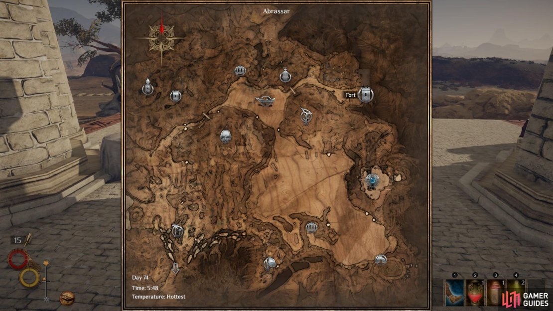 The location of Electric Lab on the Abrassar map, marked here as &lsquo;Fort&rsquo; in the north east of the map.