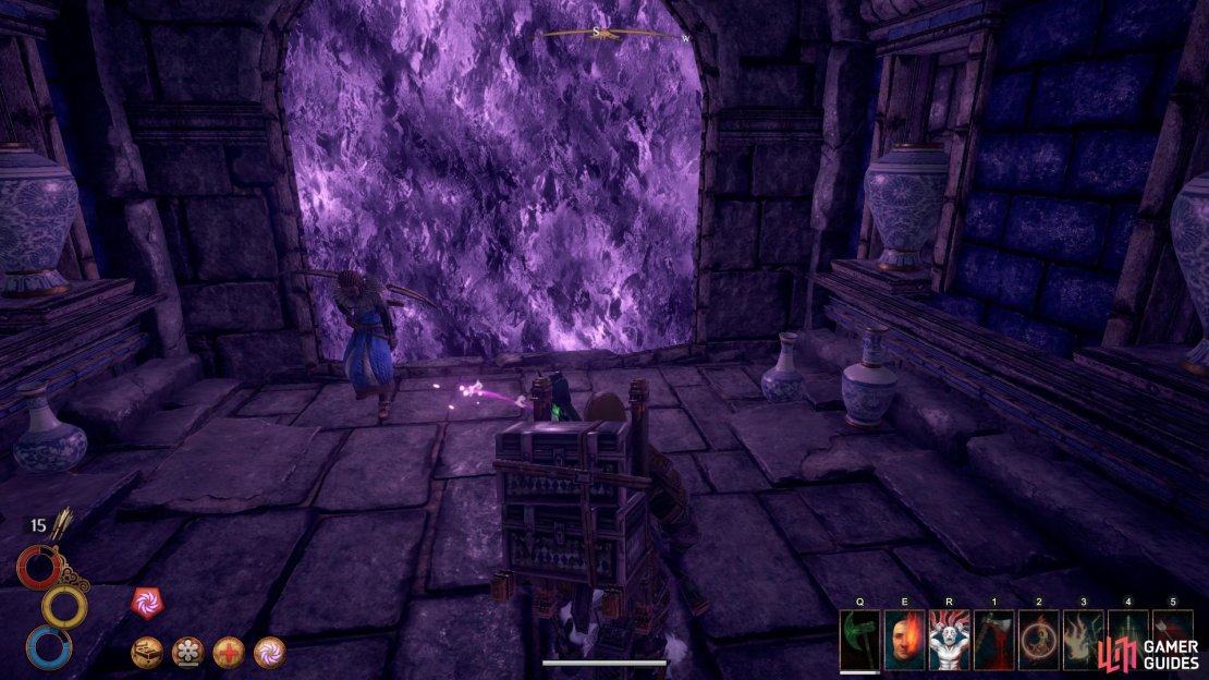 Speak with Gabriella by the mana barrier before you proceed throughout the Necropolis.