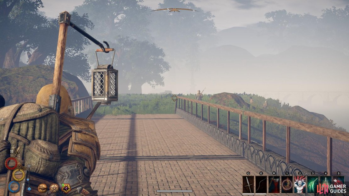 The bandits may be hiding either side of the bridge. Wait a while for them to reveal themselves.