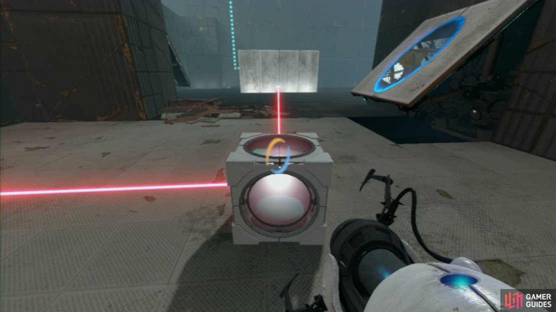 Place the Cube in the laser beam so it&rsquo;s hitting the middle of the wall directly to your left (see above).