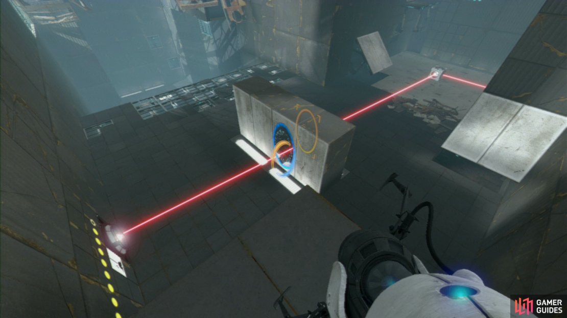 However, you&rsquo;re not quite done yet, so fire a portal at either side of the wall and this&rsquo;ll ensure that the beam reaches the beam receiver. If you&rsquo;re off target slightly, tweak the placement of your portals until the beam lines up.