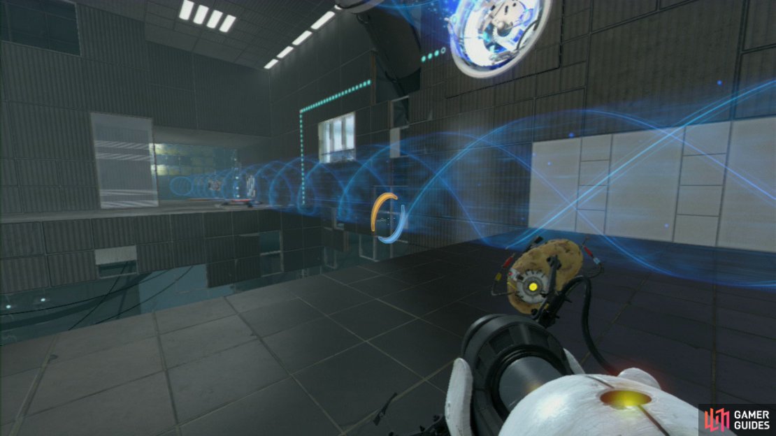 Adjust the portal further to the right (so it&rsquo;s directly opposite the Cube/switch) and the resulting beam will push the Cube off of the switch.