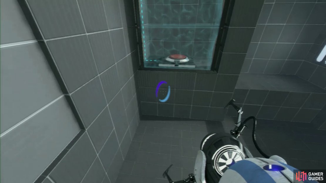 Player 1: Once more you need to get a portal over the Arial Faith Plate and then on the slanted panel in the top left-hand corner of the room. Hit the Plate and you&rsquo;ll soar over to the red floor button behind the force field.