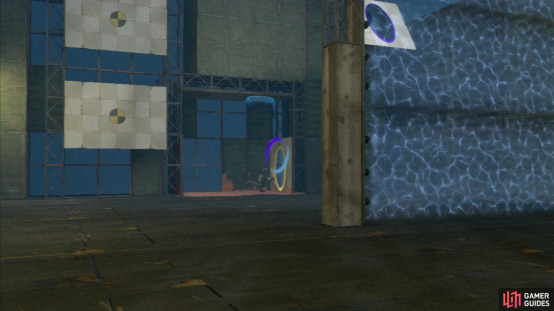 Player 1: Place a portal on the angled wall panel located up and to your right and then run down to the end of the chamber with the two red switches. Press the one straight ahead of you and - quickly - run back a bit. Now shoot a portal at the right-hand wall of player 2&rsquo;s loop and they&rsquo;ll be ejected at high speed onto the platform you&rsquo;ve dropped by pressing that button earlier.
