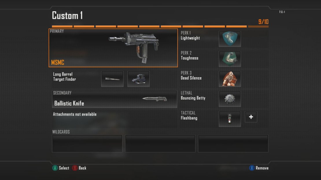 Primary Weapon > MSMC  Primary Attachment > Long Barrel + Target Finder  Secondary Weapon > Your Choice!  Secondary Attachment > Your Choice!  Lethal > Grenade OR Semtex  Tactical > Flashbang  Perk 1 > Lightweight  Perk 2 > Toughness  Perk 3 > Extreme Conditioning  Wildcard > None!   Note 1: The SMG listed is my favorite, but any one will do!  Note 2: This set up will give the SMG a slightly longer range, making it effective both up close and at a medium distance as well. he grenades and flashbangs will help you out if you get in a tight spot, whilst the perks ensure you move silently, run for longer and can take a hit or two without flinching.