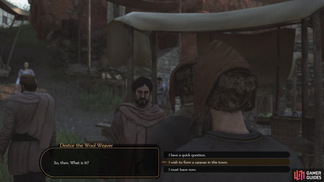 Speak to any merchant to form a caravan in that particular settlement.