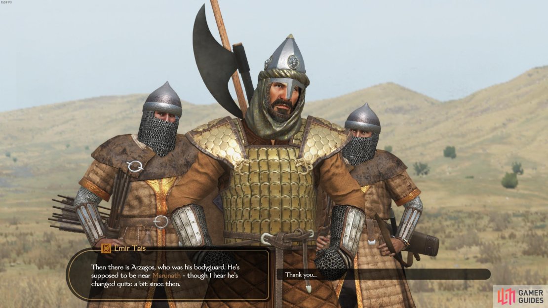 The last noble that you speak with will tell you where you can find Arzagos.