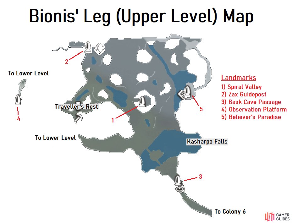Upper Level Map for Bionis&rsquo; Leg