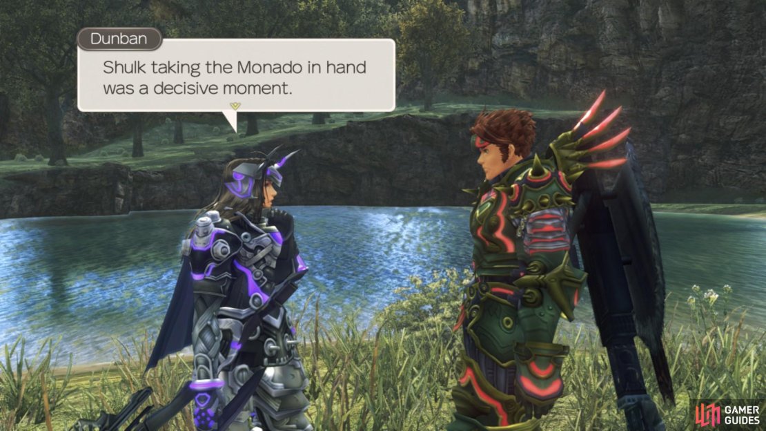Dunban and Reyn are grateful for Shulk&rsquo;s heroism.