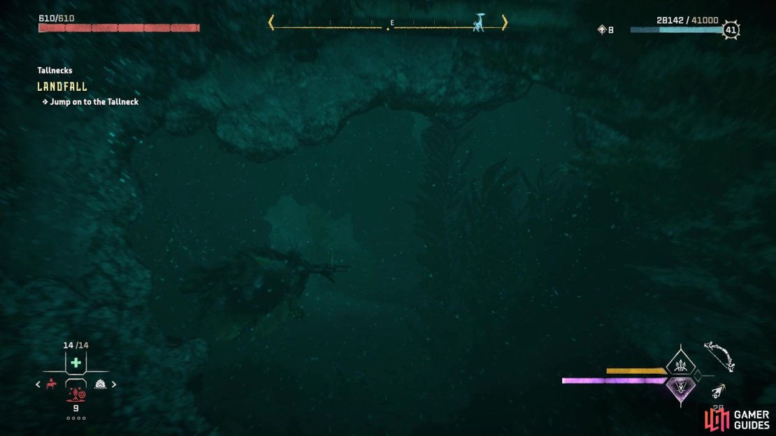 Find the hole on either side to get inside the ruined building