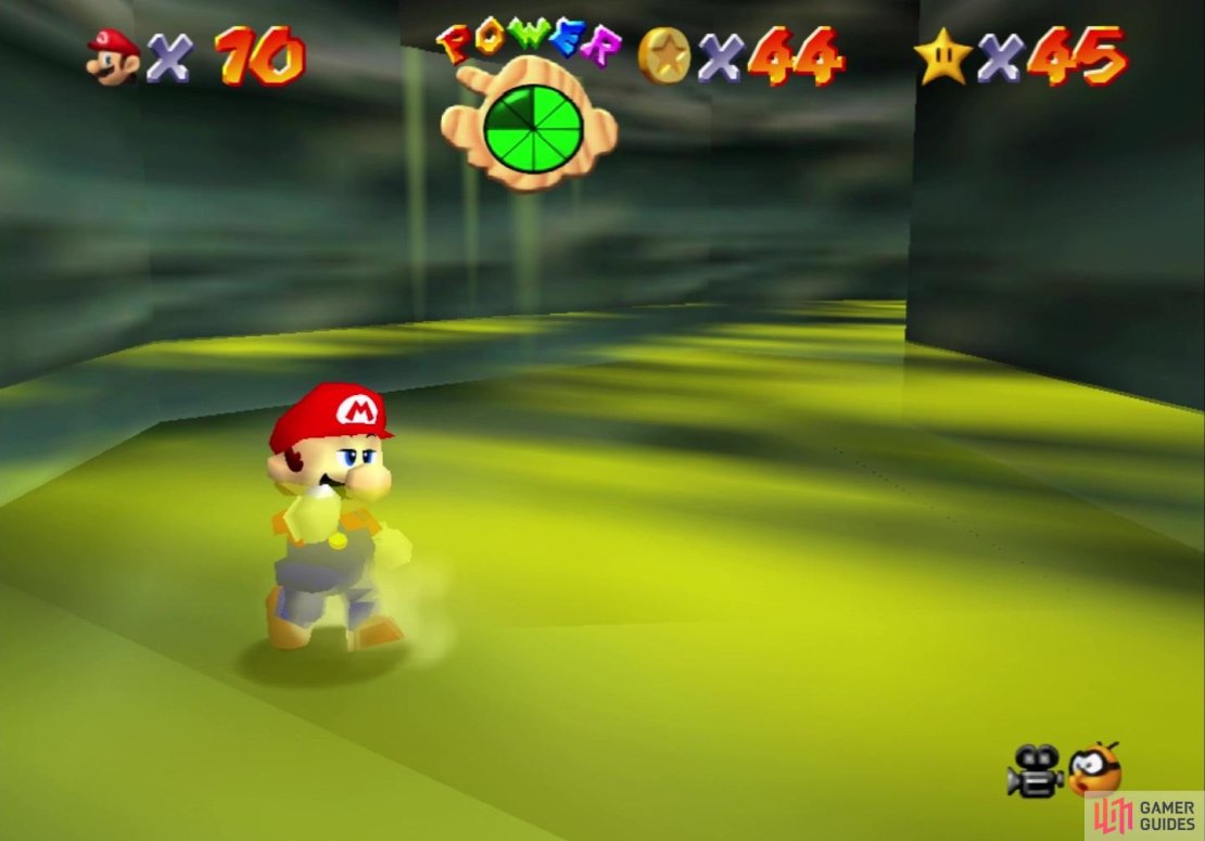 Being in the toxic gas will slowly deplete Mario&rsquo;s health