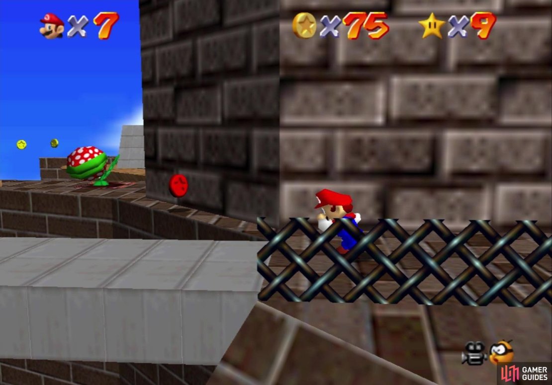 Red Coin 5 is located on a thin ledge by the broken bridge