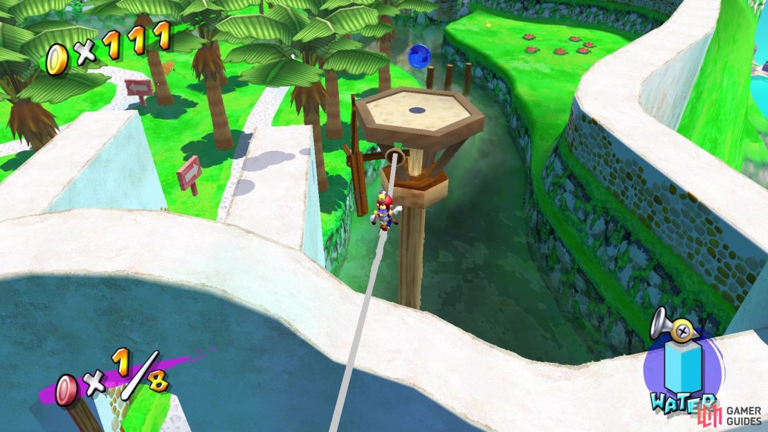 Spray the little windmill here to make Blue Coin #18 appear