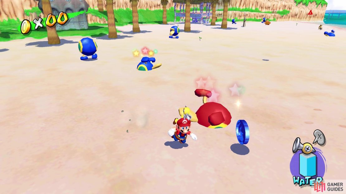 Jump on the lone red Cataquack to get Blue Coin #1
