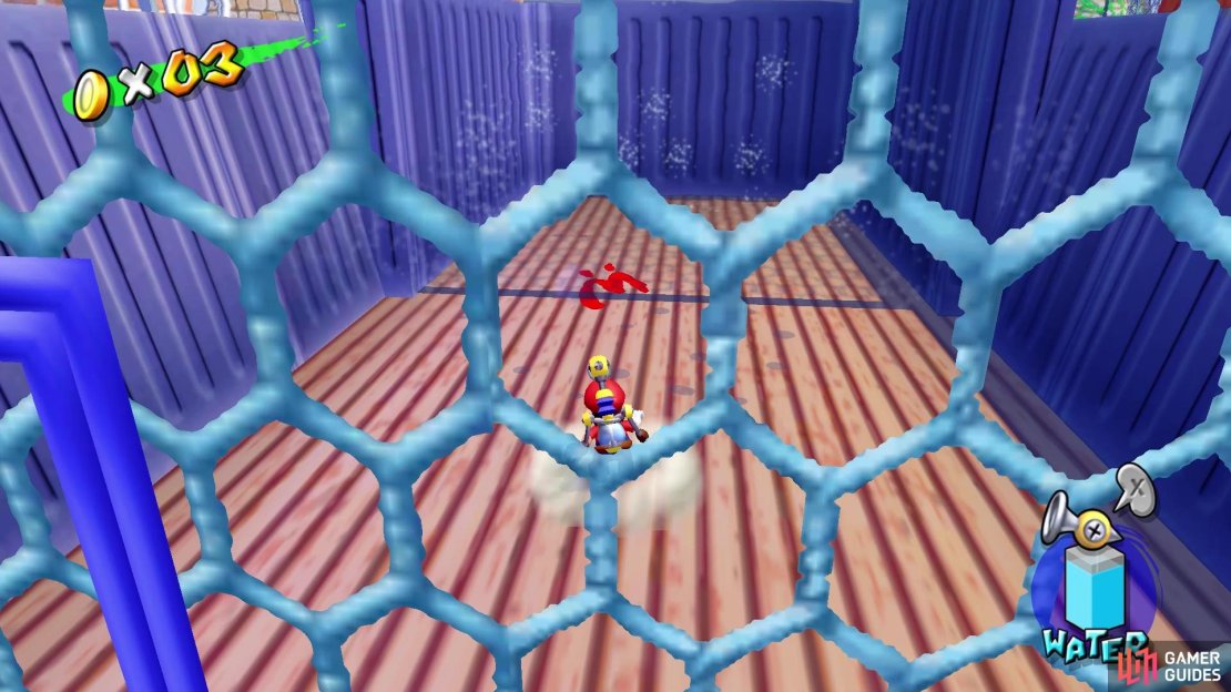 The first coin is found under the goop inside the cage on the ship