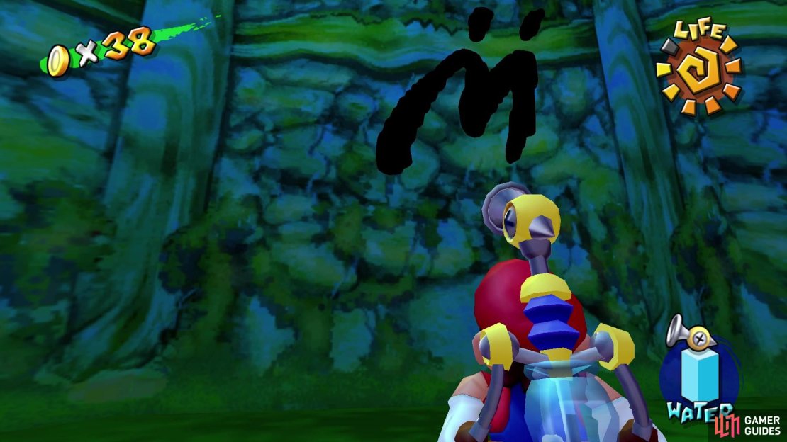 Spray the wall behind where you begin for Blue Coin #1.