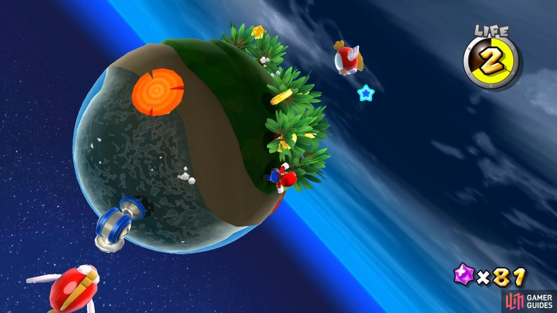 On this planet you&rsquo;ll need to groundpound the tree stumps, but watch out for the Cheep Cheeps!