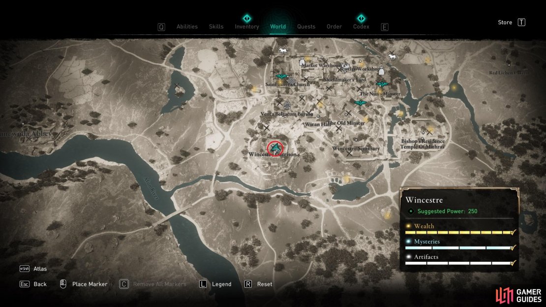 The location of the book of knowledge in the Wincestre Garrison.