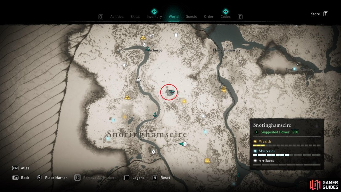 The location of the mystery in the centre of Snotinghamscire.
