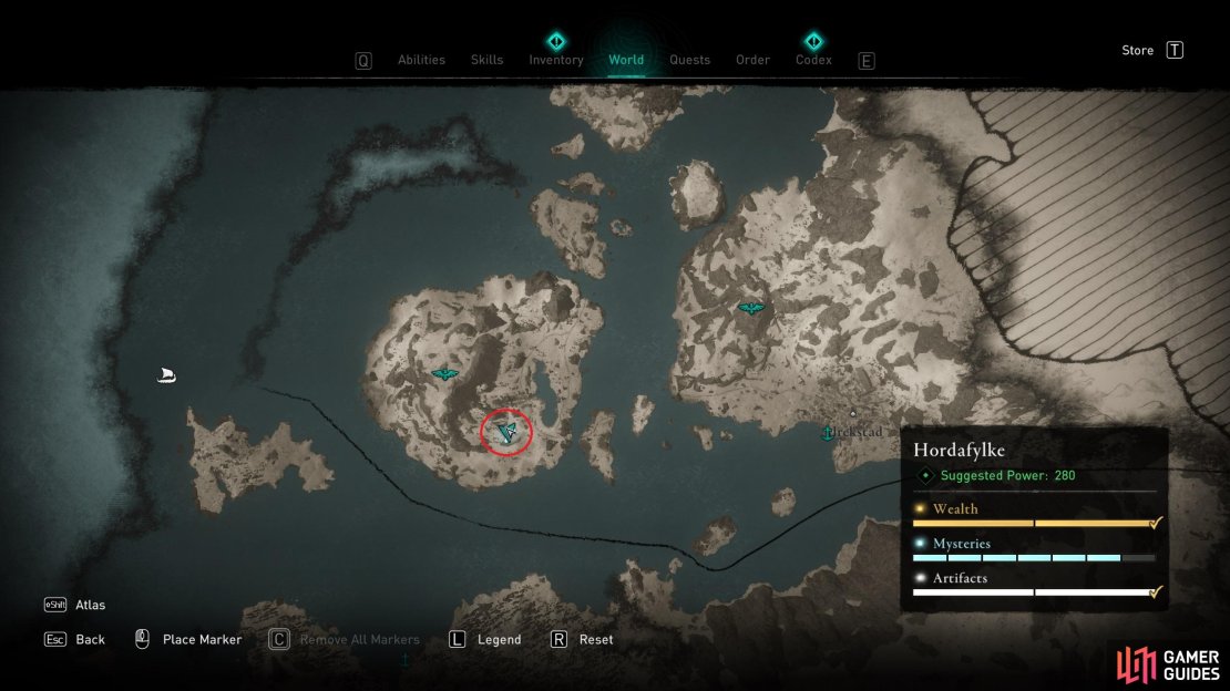 The location of the mystery in western Hordafylke.