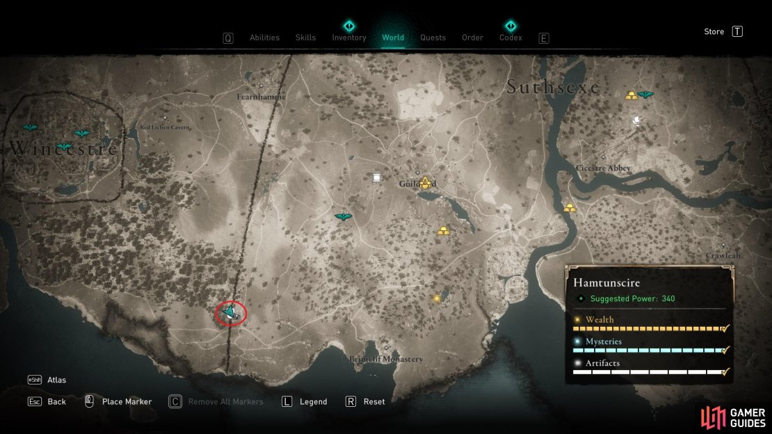 The location of the artifact in the southwest of Suthsexe.