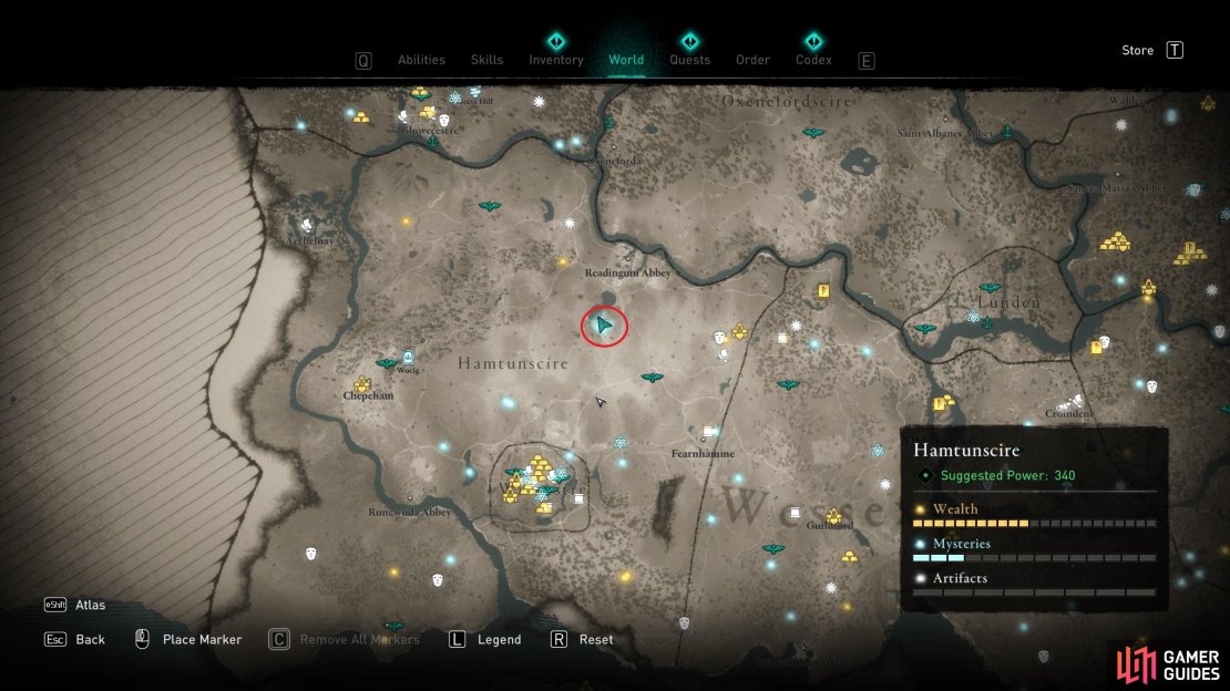 The location of the bard in north Hamtunscire, south of Readingum Abbey.